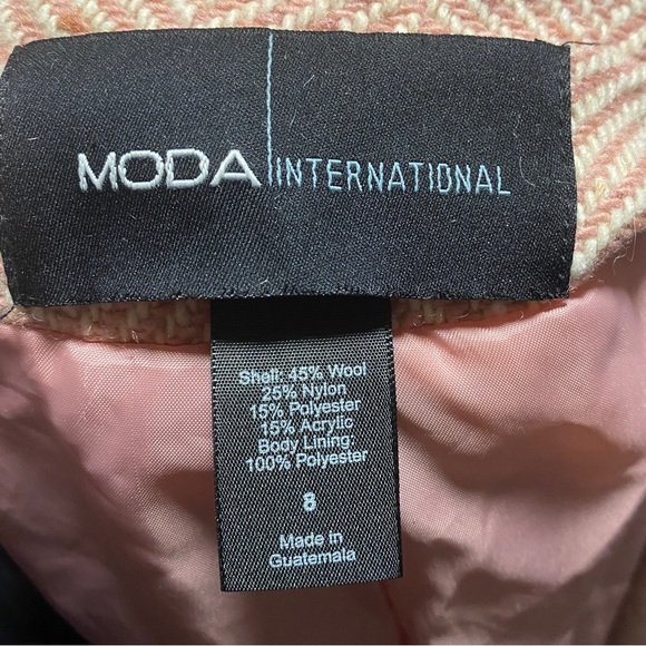 Victoria's Secret Moda international Pink and white Wool Blend Overcoat Peacoat - Picture 4 of 10